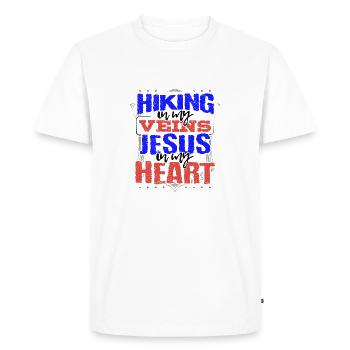 Hiker Gift Hiking is in My Veins Jesus is in My - Men's Premium Organic T-Shirt - white - Front - Nico (187cm)