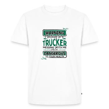 Truckers Wife Gifts Warning Appartiennent à un camionneur - T-shirt Premium bio Homme - blanc - Devant - Nico (187cm)