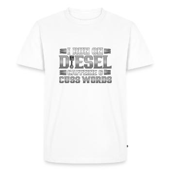 Truck Driver Gift Run on Deisel Caffeine Cuss - Men's Premium Organic T-Shirt - white - Front - Nico (187cm)