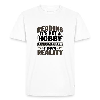 Livre Amoureux Cadeaux Lecture Pas Hobby Évasion de - T-shirt Premium bio Homme - blanc - Devant - Nico (187cm)