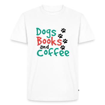Dogs Books and Coffee Fun Dog Lover Gifts - Men's Premium Organic T-Shirt - white - Front - Nico (187cm)
