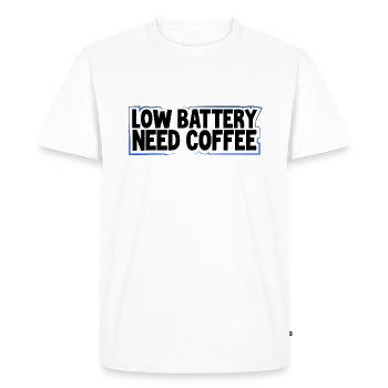 Coffee Lover Gift Low Battery Need Coffee Coffee - Men's Premium Organic T-Shirt - white - Front - Nico (187cm)