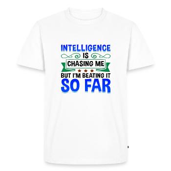 Intelligence sarcastique me poursuivant en le battant si bien - T-shirt Premium bio Homme - blanc - Devant - Nico (187cm)