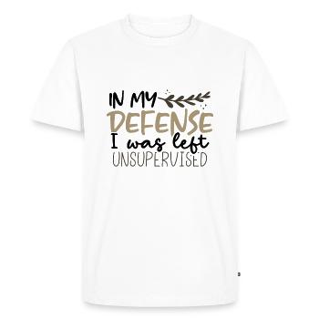 Sarcastique dans ma défense laissé sarcasme sans supervision - T-shirt Premium bio Homme - blanc - Devant - Nico (187cm)