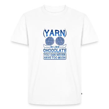 Fil cadeau tricoté comme le chocolat n’a jamais trop - T-shirt Premium bio Homme - blanc - Devant - Nico (187cm)