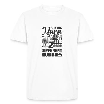 Tricoter Humour Acheter du fil et l’utiliser 2 - T-shirt Premium bio Homme - blanc - Devant - Nico (187cm)