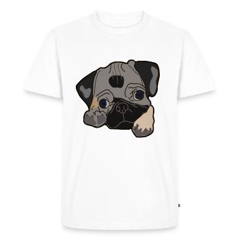 Pug head gift idea - Men's Premium Organic T-Shirt - white - Front - Nico (187cm)