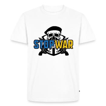 Stop War - Men's Premium Organic T-Shirt - white - Front - Nico (187cm)