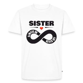 Soeur Toujours Sur Jamais Off Soeur Amour Coeur - T-shirt Premium bio Homme - blanc - Devant - Nico (187cm)