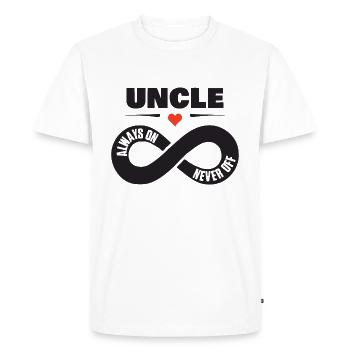 Uncle Always On Never Off Onkel Shirt - Men's Premium Organic T-Shirt - white - Front - Nico (187cm)