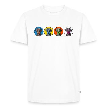 Quatre teckels colorés en cercles - T-shirt Premium bio Homme - blanc - Devant - Nico (187cm)