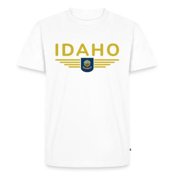Idaho Fan T-Shirt – Nature & Adventure - T-shirt Premium bio Homme - blanc - Devant - Nico (187cm)