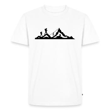 RANDONNEURS MONTAGNE TÉLÉPHÉRIQUE - T-shirt Premium bio Homme - blanc - Devant - Nico (187cm)