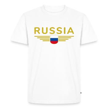 T-shirt Russie – Fierté et tradition - T-shirt Premium bio Homme - blanc - Devant - Nico (187cm)
