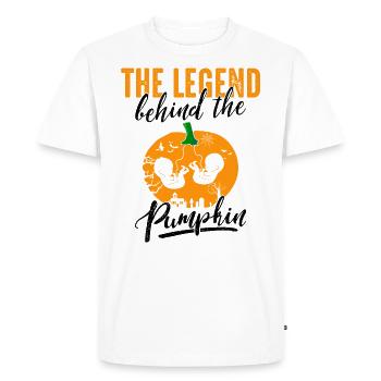 La légende derrière les jumeaux d’Halloween à la citrouille - T-shirt Premium bio Homme - blanc - Devant - Nico (187cm)