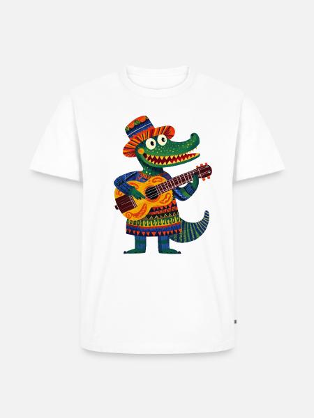 Guitar crocodile - Männer Premium Bio T-Shirt - Weiß
