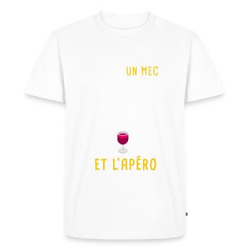Bourgogne vin apéro mec simple - T-shirt Premium bio Homme - blanc - Devant - Nico (187cm)