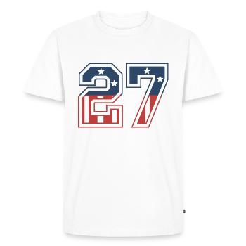 Numéro 27 États-Unis - T-shirt Premium bio Homme - blanc - Devant - Nico (187cm)