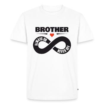 Frère Toujours Sur Jamais Off Frère Amour Chemise - T-shirt Premium bio Homme - blanc - Devant - Nico (187cm)