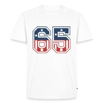 Numéro 65 États-Unis - T-shirt Premium bio Homme - blanc - Devant - Nico (187cm)