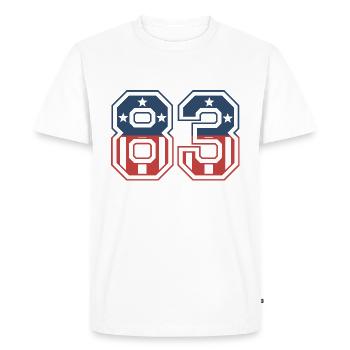Numéro 83 États-Unis - T-shirt Premium bio Homme - blanc - Devant - Nico (187cm)