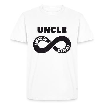Uncle Always On Never Off Onkel Shirt - Men's Premium Organic T-Shirt - white - Front - Nico (187cm)