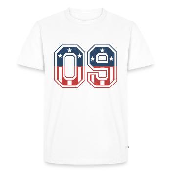Number 09 USA - Men's Premium Organic T-Shirt - white - Front - Nico (187cm)