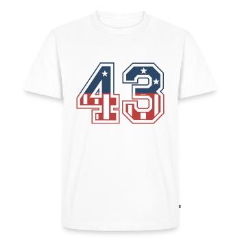 Numéro 43 États-Unis - T-shirt Premium bio Homme - blanc - Devant - Nico (187cm)