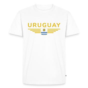 Uruguay T-Shirt – Perfect for Fans - Men's Premium Organic T-Shirt - white - Front - Nico (187cm)