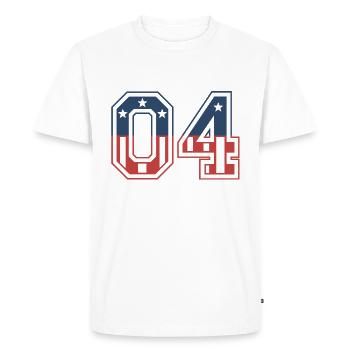 Number 04 USA - Men's Premium Organic T-Shirt - white - Front - Nico (187cm)