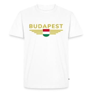 Budapest Hongrie Fan, Tenue T Shirt Design - T-shirt Premium bio Homme - blanc - Devant - Nico (187cm)