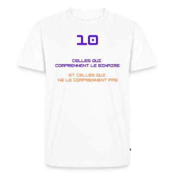 Il y a 10 types de personnes sur terre... - T-shirt Premium bio Homme - blanc - Devant - Nico (187cm)