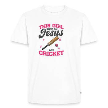 Cricketers Cette fille court sur Jésus et le cricket - T-shirt Premium bio Homme - blanc - Devant - Nico (187cm)