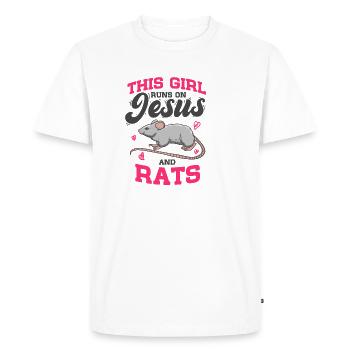 Rat Lover This Girl Runs On Jesus And Rats - Men's Premium Organic T-Shirt - white - Front - Nico (187cm)