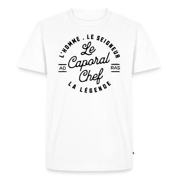 Le Caporal-Chef - La Légende - T-shirt Premium bio Homme - blanc - Devant - Nico (187cm)