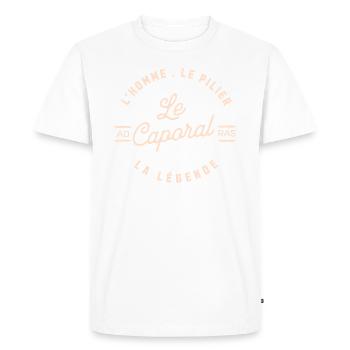 The Corporal - The Pillar B - Men's Premium Organic T-Shirt - white - Front - Nico (187cm)