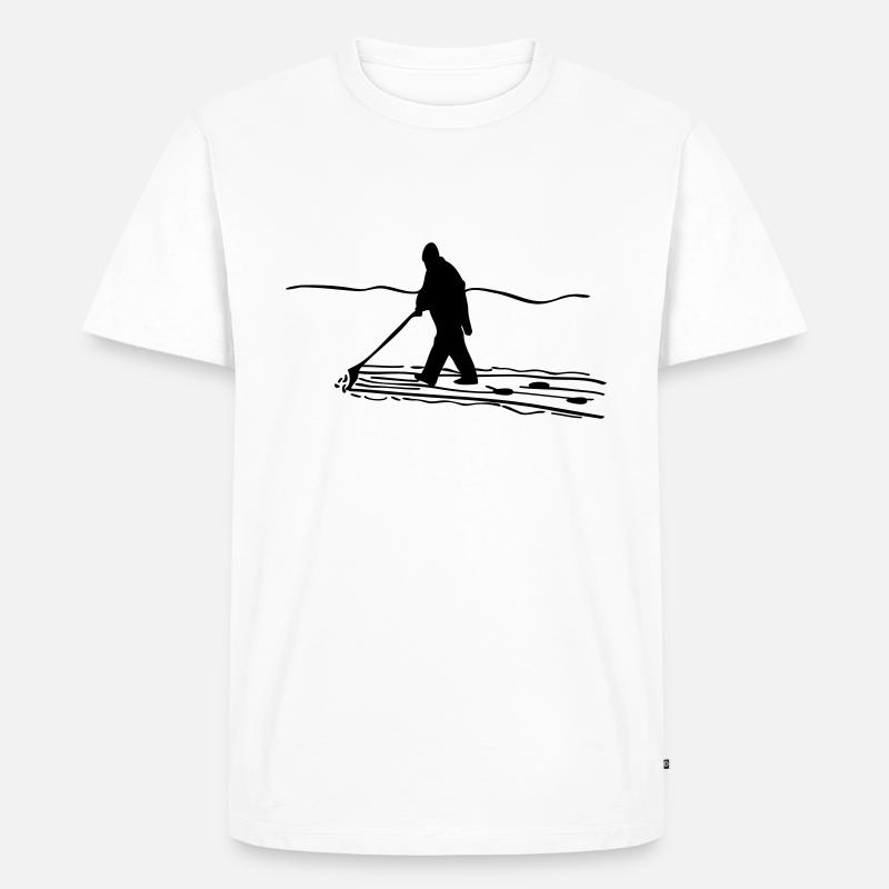 Schnee schieben - Männer Premium Bio T-Shirt - Weiß