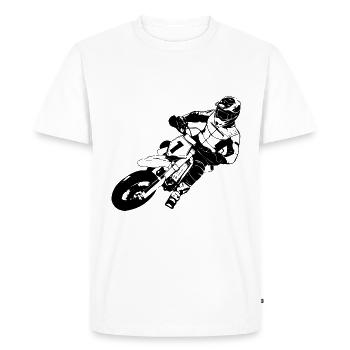 Supermoto - Supermotard - T-shirt Premium bio Homme - blanc - Devant - Nico (187cm)
