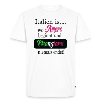 Italy is ... where Amore starts - Men's Premium Organic T-Shirt - white - Front - Nico (187cm)