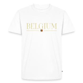 I Love Belgium Design T-Shirt Outfit - Men's Premium Organic T-Shirt - white - Front - Nico (187cm)