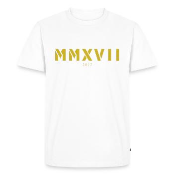 Chiffres romains année de naissance Fabriqué en 2017 - T-shirt Premium bio Homme - blanc - Devant - Nico (187cm)