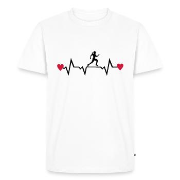 Running Woman & Heartbeat & Hearts - courir - T-shirt Premium bio Homme - blanc - Devant - Nico (187cm)
