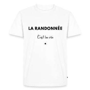 La randonnée c’est la vie - T-shirt Premium bio Homme - blanc - Devant - Nico (187cm)