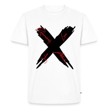 X - Love, justice, responsibility for all! - Men's Premium Organic T-Shirt - white - Front - Nico (187cm)