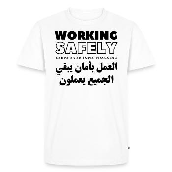 Travailler en toute sécurité permet à tout le monde de travailler - T-shirt Premium bio Homme - blanc - Devant - Nico (187cm)