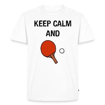Gardez le tennis de table calme - T-shirt Premium bio Homme - blanc - Devant - Nico (187cm)