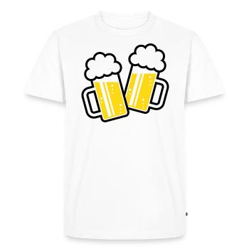2 chopes de bière grillées, santé ! (chope de bière / 3C) - T-shirt Premium bio Homme - blanc - Devant - Nico (187cm)