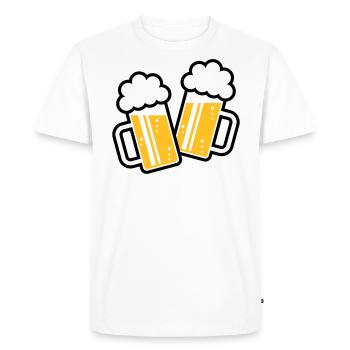 2 chopes de bière grillées, santé ! (chope de bière / 2C) - T-shirt Premium bio Homme - blanc - Devant - Nico (187cm)