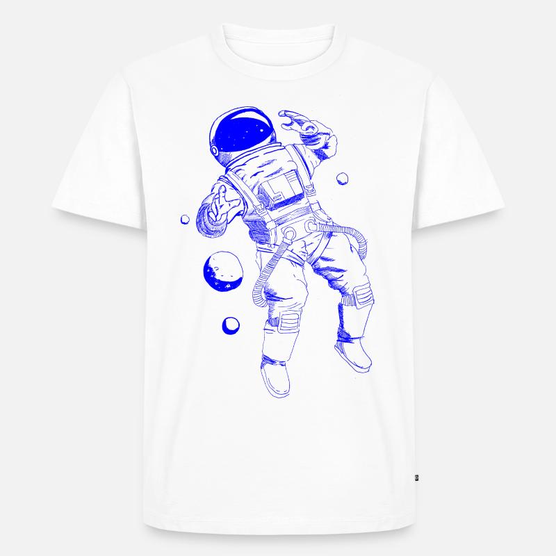 Astronaut schwebend blau - Männer Premium Bio T-Shirt - Weiß