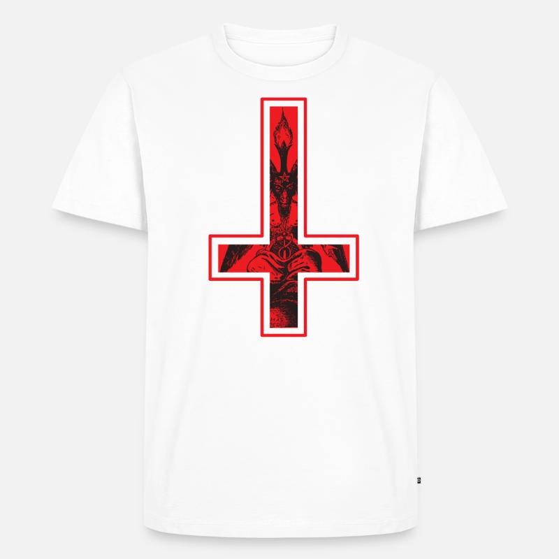 Sorcière satan gothique occulte Baphomet dans la croix - T-shirt Premium bio Homme - blanc